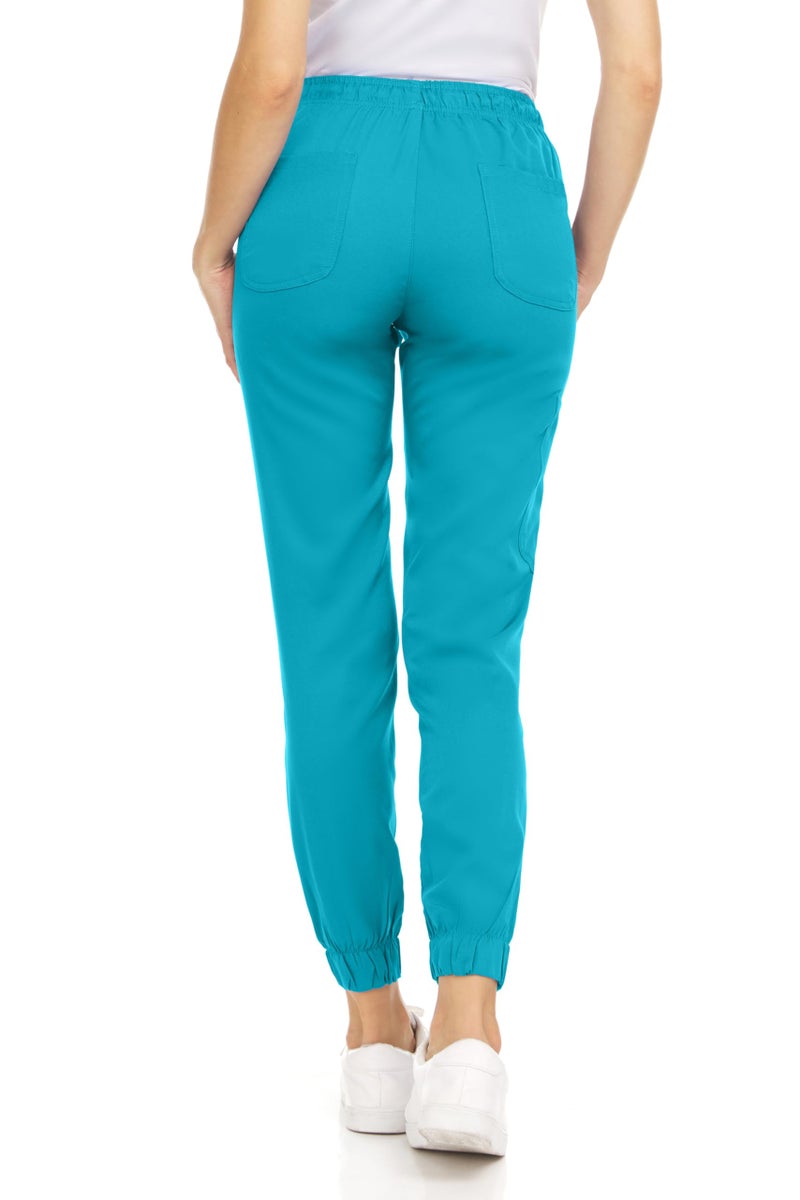 MediChic Women's Scrub Jogger Pants â€“ 4 Pockets, 4-Way Stretch, Moisture-Wicking, Anti-Wrinkle, Elastic Waistband Teal - Image 3